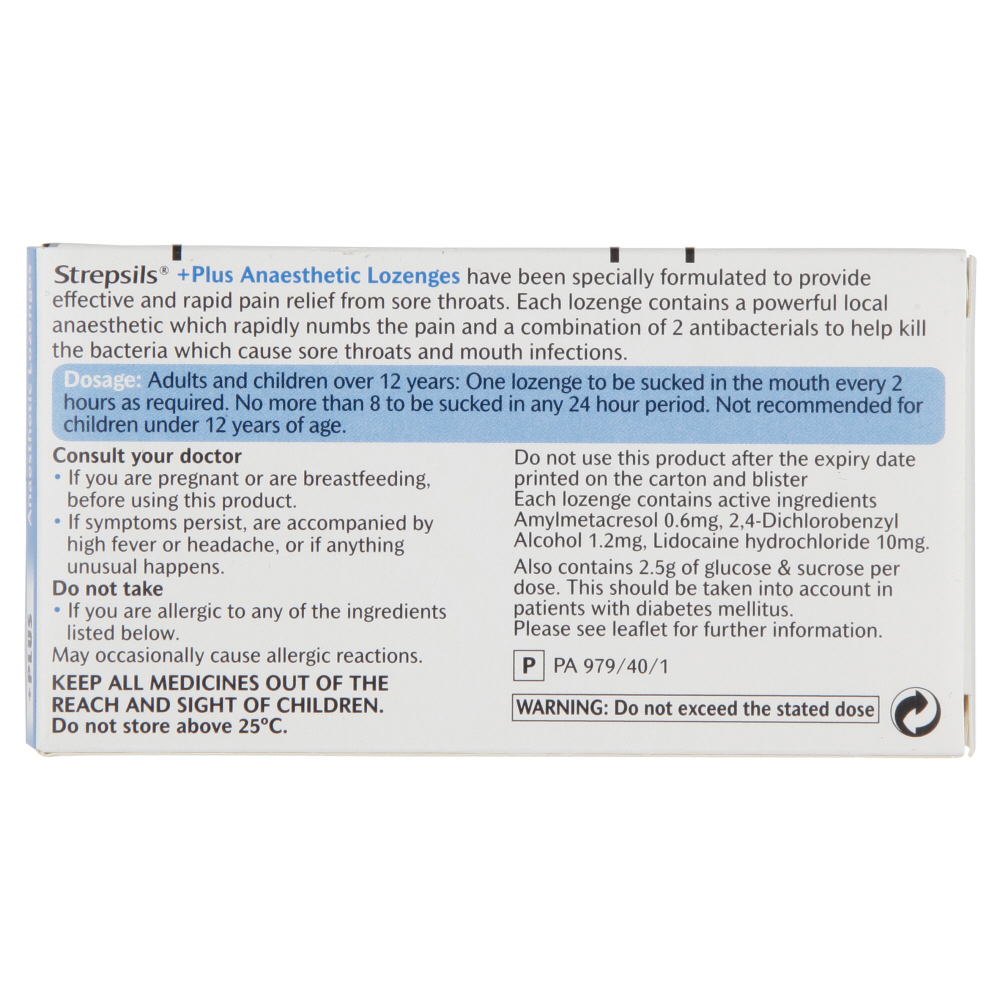 Strepsils Plus Anaesthetic Lozenges 24 Lozenges - Morans Pharmacy